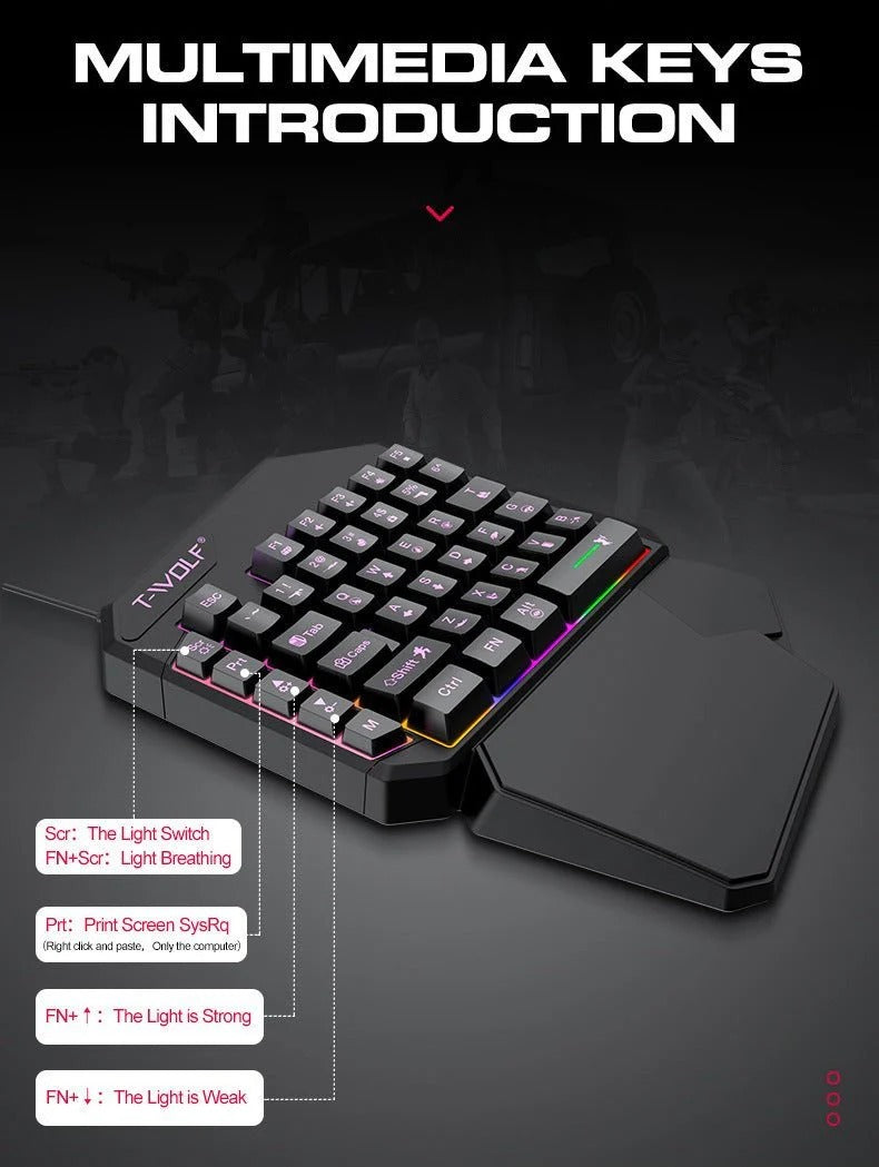 Single Hand Mouse Keyboard Suit