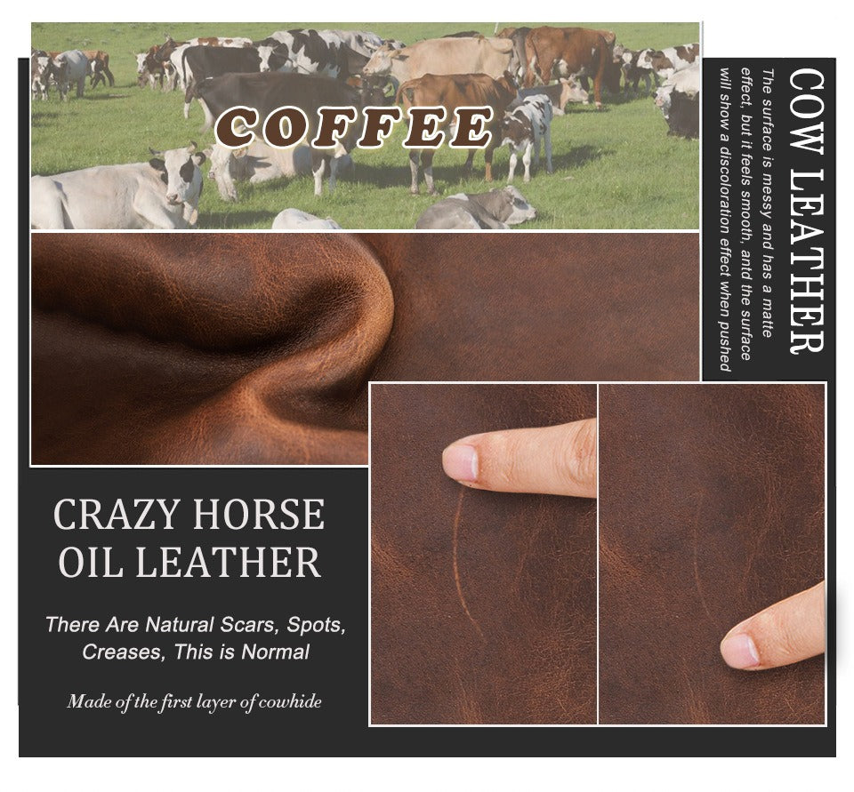 Retro Crazy Horse Cowhide Business Casual Clutch