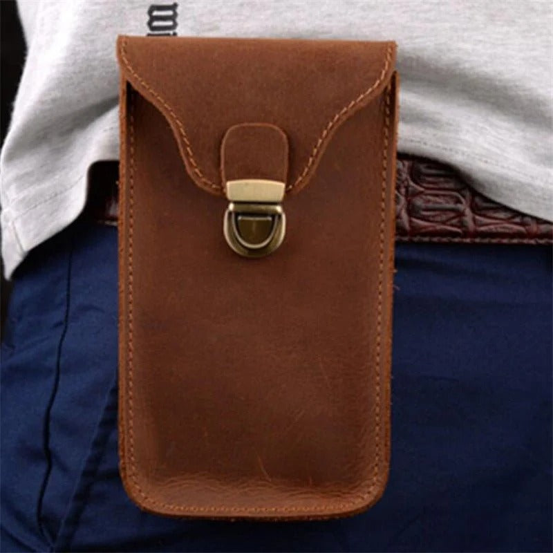 Leather Retro Mobile Phone Bag Outdoor Portable Mobile Phone Protective Cover