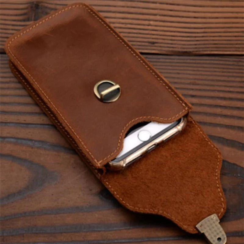 Leather Retro Mobile Phone Bag Outdoor Portable Mobile Phone Protective Cover
